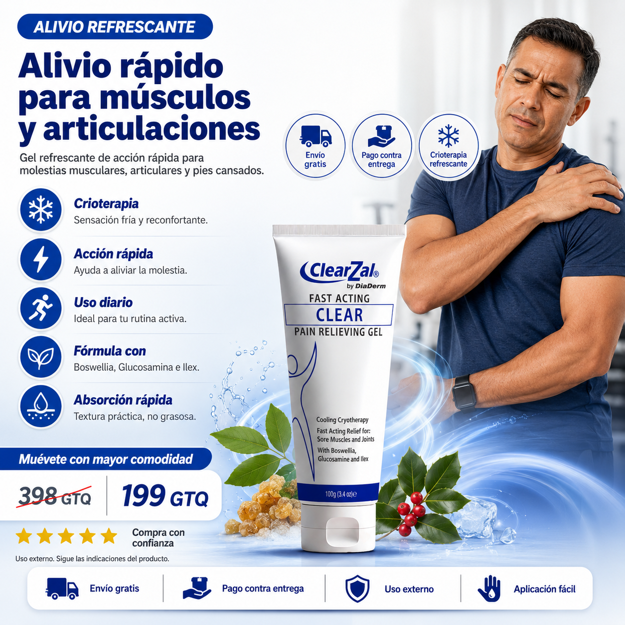 ClearZal Gel para Músculos y Articulaciones — Frescura rápida cuando más la necesitas