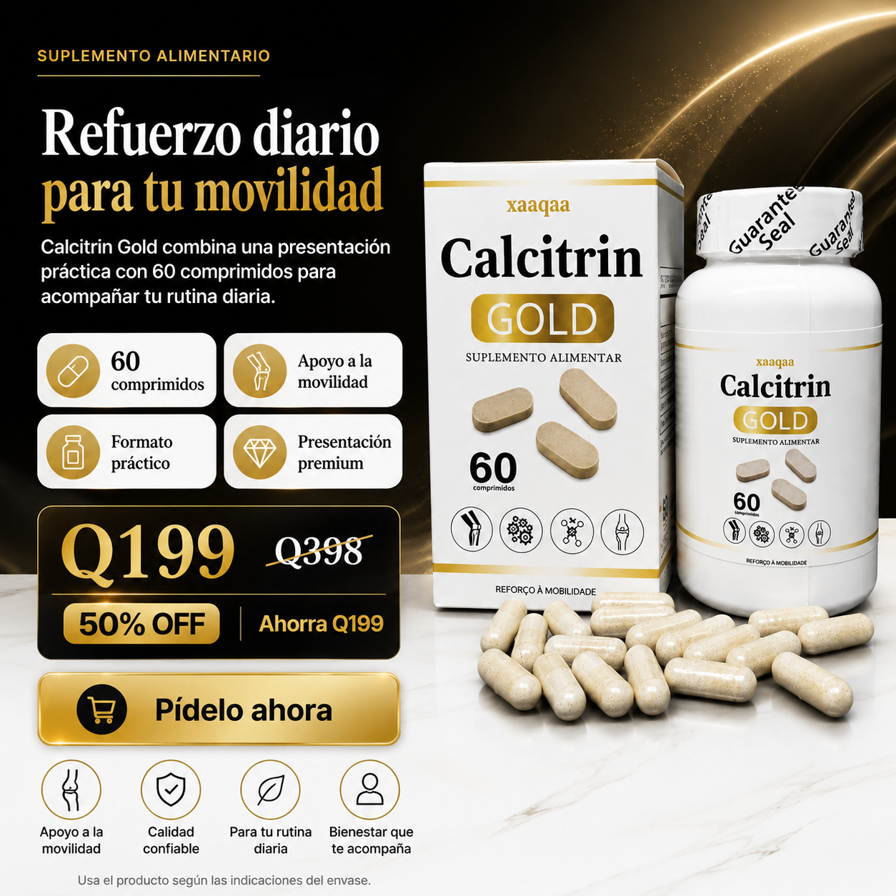 Calcitrin Gold – Suplemento Alimentario para la Movilidad, 60 Comprimidos