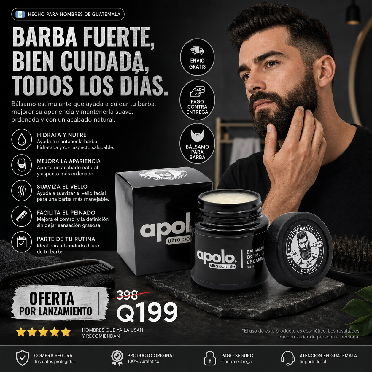 Bálsamo Estimulante para Barba Apolo Ultra Potente 100 ml