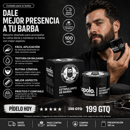 Haz que tu barba luzca más cuidada, ordenada y con mejor presencia con Apolo Bálsamo Estimulante