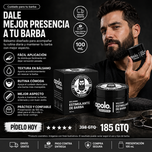 Haz que tu barba luzca más cuidada, ordenada y con mejor presencia con Apolo Bálsamo Estimulante