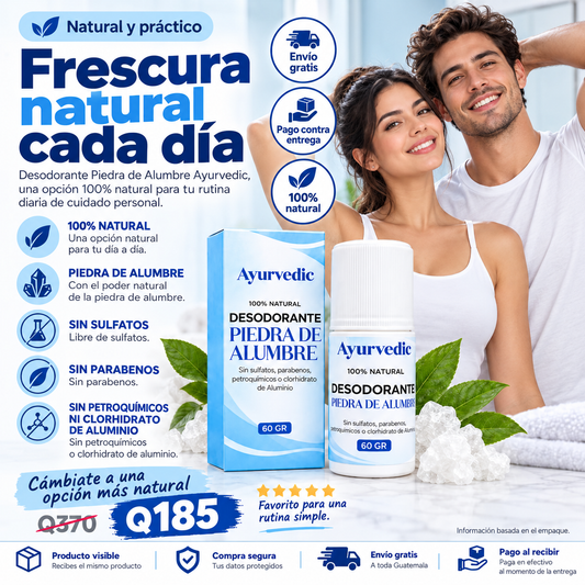 Desodorante Piedra de Alumbre Ayurvedic 100% Natural 60 GR