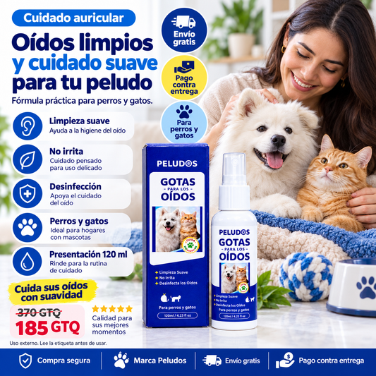 Peludos Gotas para los Oídos – Cuidado Suave para Perros y Gatos
