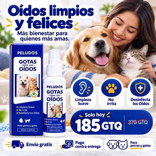 Peludos Gotas para Oídos de Perros y Gatos – Limpieza Suave y Cuidado Diario