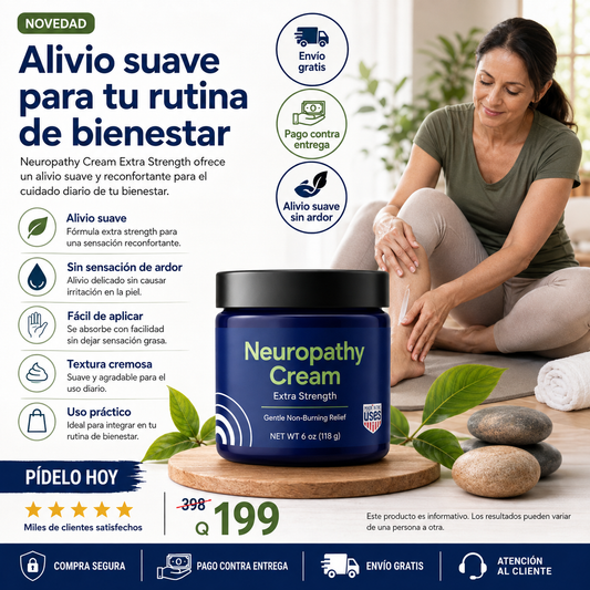 Neuropathy Cream Extra Strength con alivio suave, envío gratis y pago contra entrega en Guatemala.