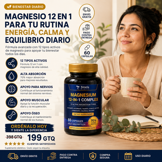Impulsa Tu Bienestar Cada Día con Magnesio 12 en 1