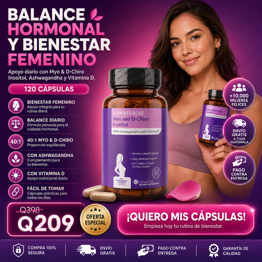 Intimate Rose Myo & D-Chiro Inositol 40:1 con Ashwagandha y Vitamina D – 120 Cápsulas