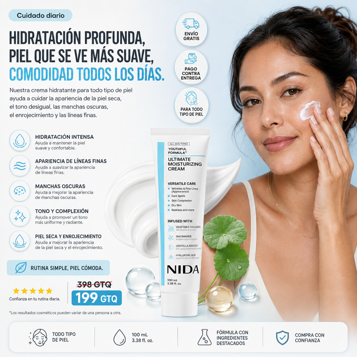 Mejora la apariencia de piel seca, manchas y líneas finas con NIDA Ultimate Moisturizing Cream