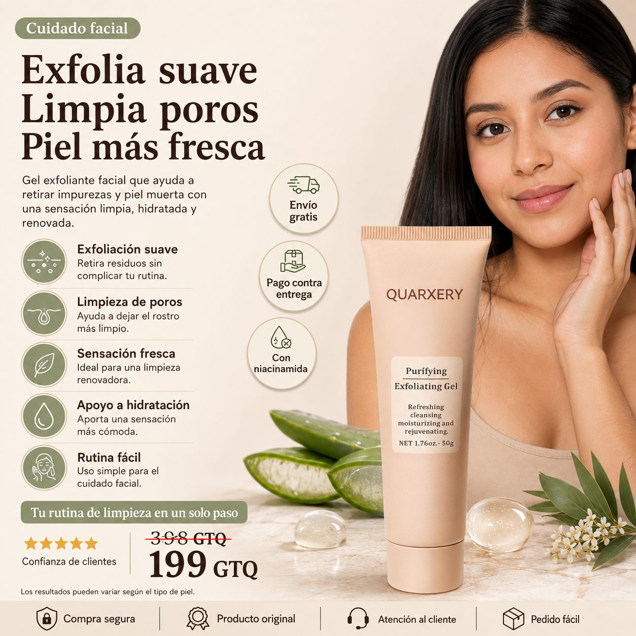 Recupera una piel más limpia, suave y fresca con QUARXERY Purifying Exfoliating Gel