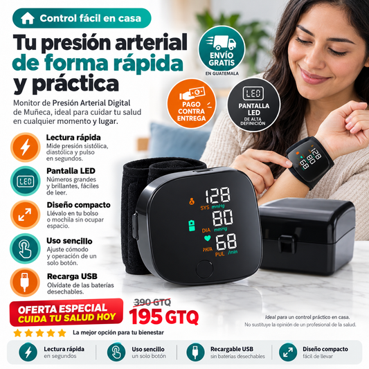 Monitor de Presión Arterial Digital de Muñeca ❤️ | Controla tu Presión en Segundos desde Casa
